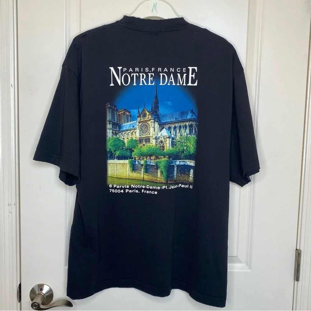 Balenciaga Paris Black Distressed Tee Size XS - Picture 11 of 11